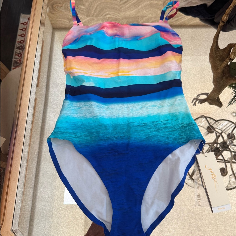 Gottex Oceanic Blue One-Piece Swimsuit with matching coverup. NWT